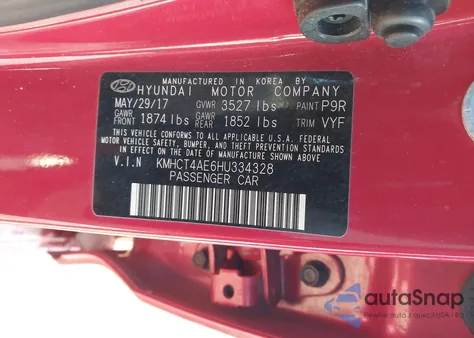 2017 Hyundai Accent Se из США, поврежденный, VIN KMHCT4AE6HU334328